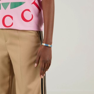 Gucci x Adidas Trefoil Double G Silver Cuff Bracelet view 9
