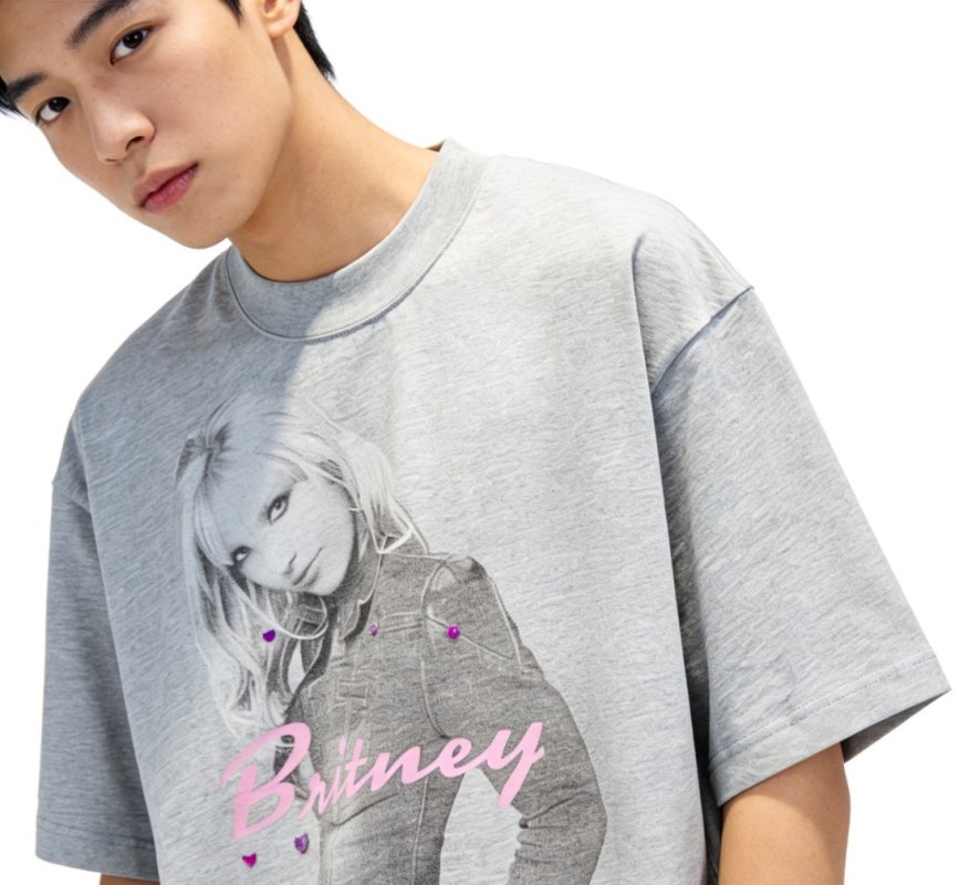 Grey Britney Graphic Short Sleeve T-Shirt
