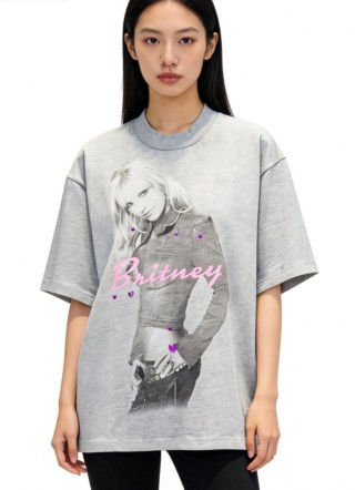 Grey Britney Graphic Short Sleeve T-Shirt view 3