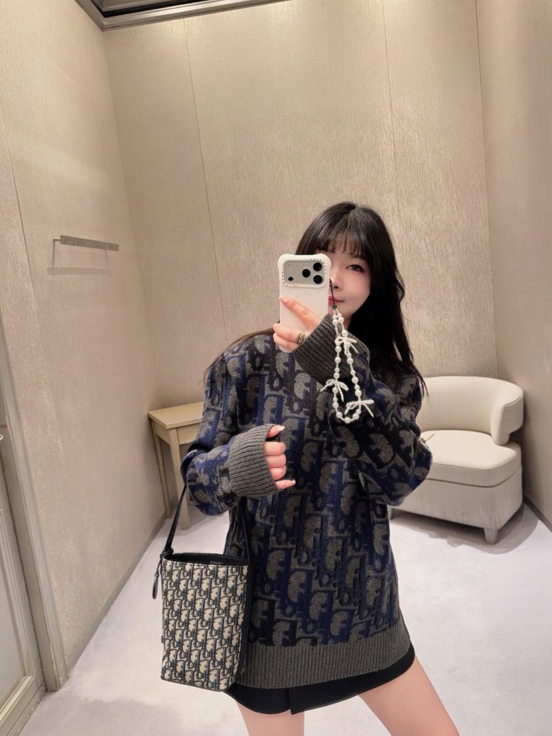 Dior Monogram Knit Cardigan Navy & Grey
