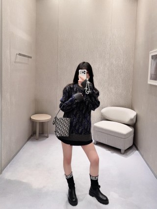 Dior Monogram Knit Cardigan Navy & Grey view 2