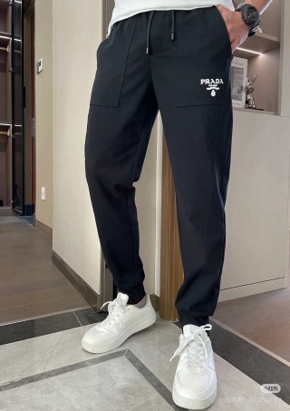 Prada Black Cargo Pants with Logo Embroidery