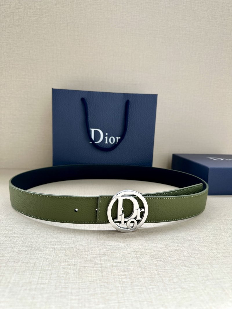 Dior CD Oblique Buckle Belt Olive Green