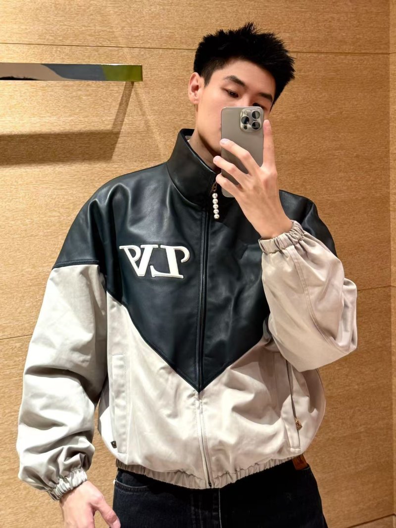 Black & Cream Color-Block Windbreaker Jacket