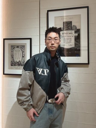 Black & Cream Color-Block Windbreaker Jacket view 2
