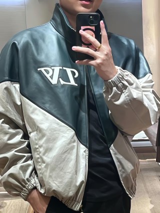 Black & Cream Color-Block Windbreaker Jacket view 4