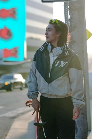 Black & Cream Color-Block Windbreaker Jacket view 6
