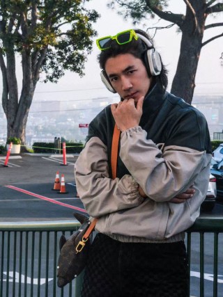 Black & Cream Color-Block Windbreaker Jacket view 8