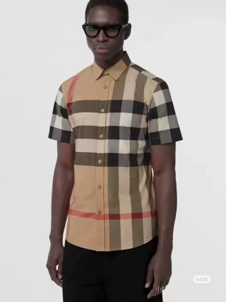 Burberry Check Short Sleeve Shirt Beige