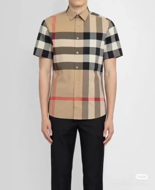 Burberry Check Short Sleeve Shirt Beige view 2