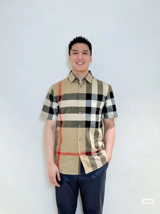 Burberry Check Short Sleeve Shirt Beige view 3