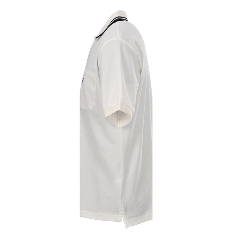 White Short Sleeve Polo Shirt with Striped Collar view