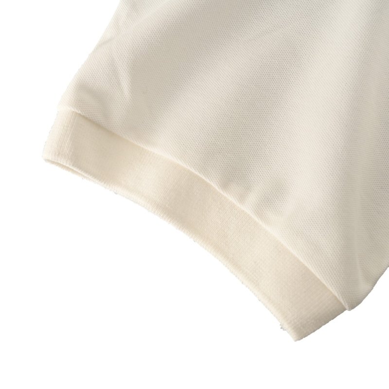 White Short Sleeve Polo Shirt with Striped Collar view