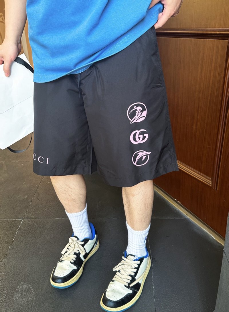 Black Logo Print Shorts view