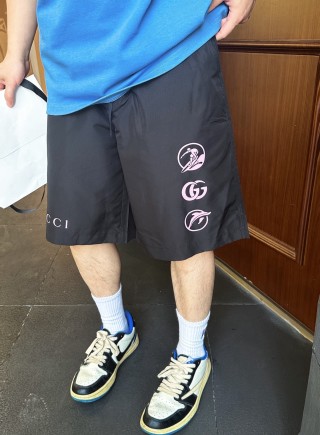 Black Logo Print Shorts view 3