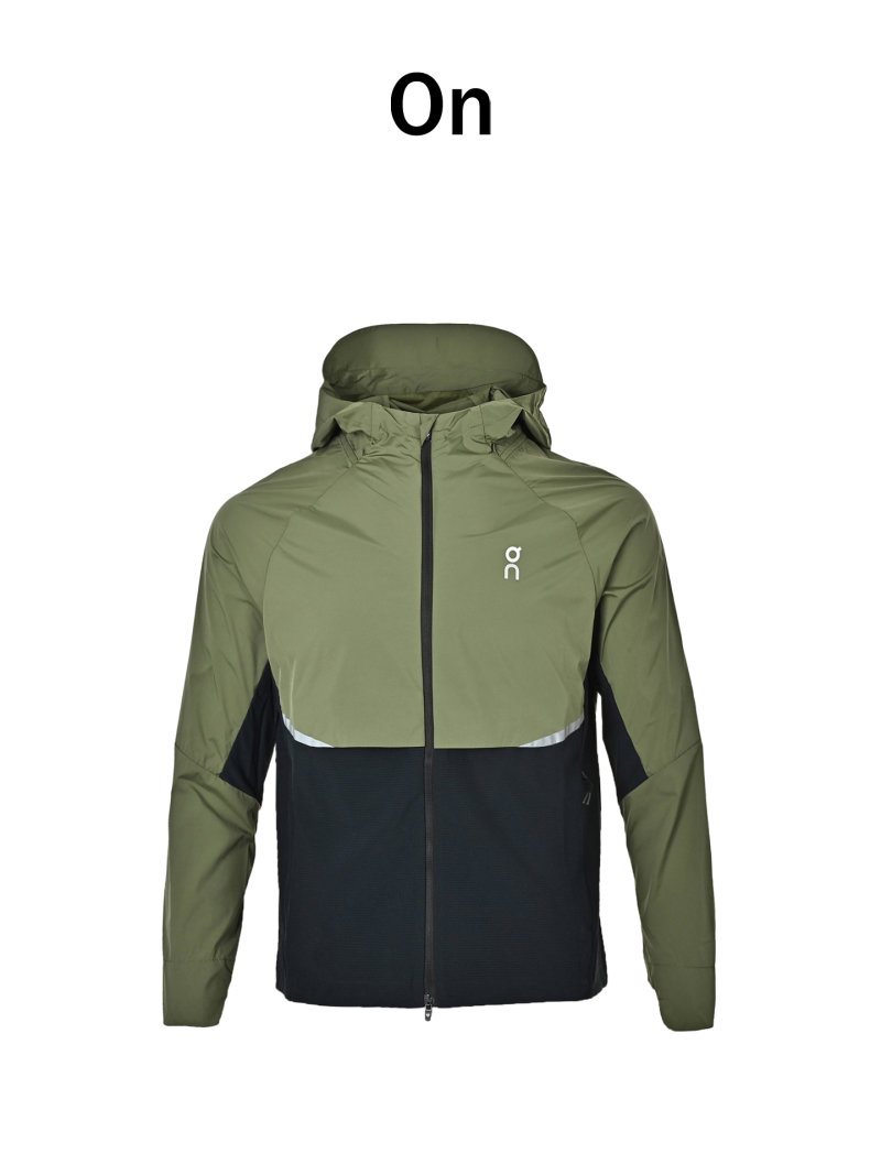 On Olive Black Color-Block Running Jacket