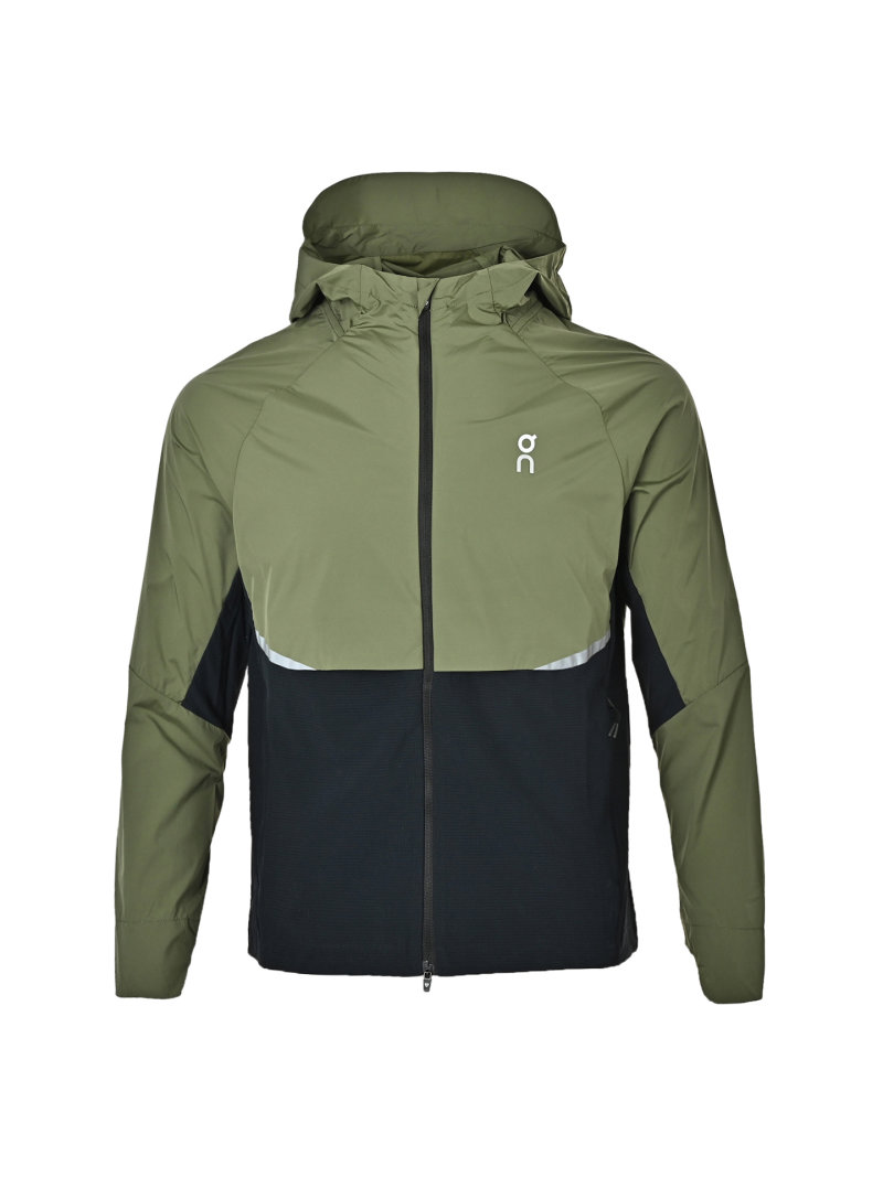 On Olive Black Color-Block Running Jacket view