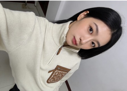 Cream Ribbed Half-Zip Sweater with Leather Pocket Detail view 2