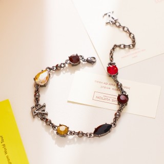 LV Crystal Statement Chain Bracelet - Multi-Color