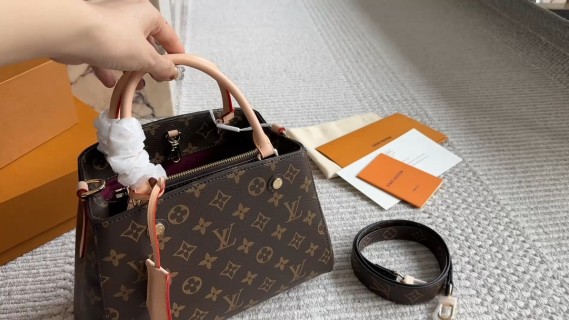 Louis Vuitton Monogram Canvas Handbag with Shoulder Strap - Brown video