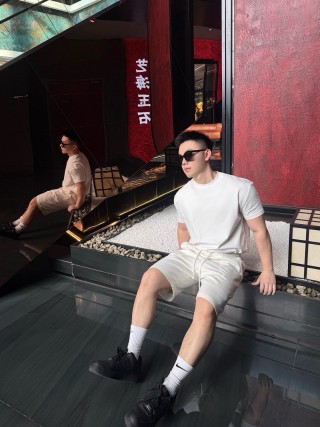 White Cargo Shorts with Pocket Detail view 5