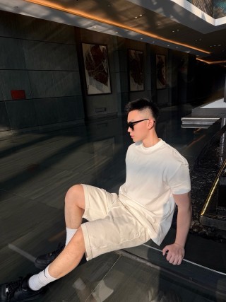 White Cargo Shorts with Pocket Detail view 6