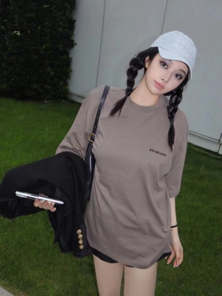 Balenciaga Taupe Logo T-Shirt