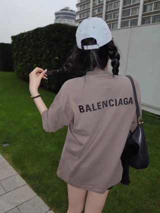 Balenciaga Taupe Logo T-Shirt view 2