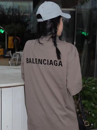 Balenciaga Taupe Logo T-Shirt view 4