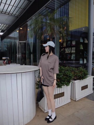 Balenciaga Taupe Logo T-Shirt view 6