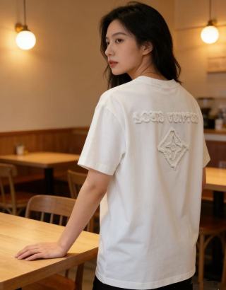 Louis Vuitton Embroidered Logo White T-Shirt view 3