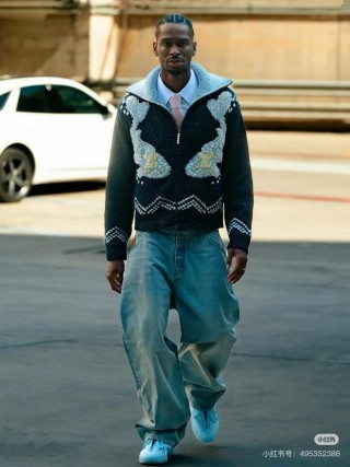 Black & Gold Argyle Knit Zip Jacket view 4