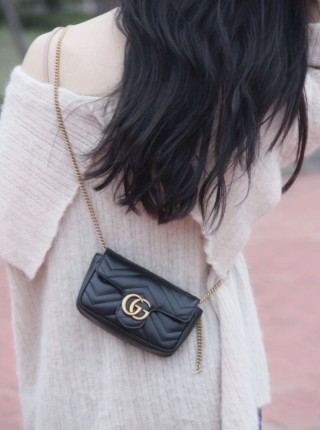 Gucci Marmont Mini Black Chevron Chain Bag