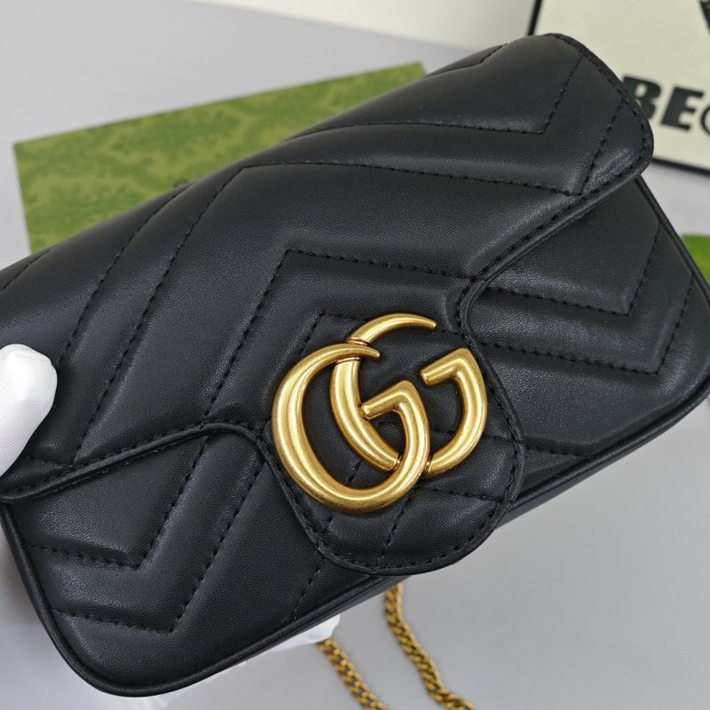 Gucci Marmont Mini Black Chevron Chain Bag view