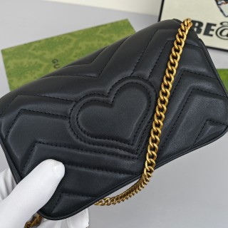 Gucci Marmont Mini Black Chevron Chain Bag view 5