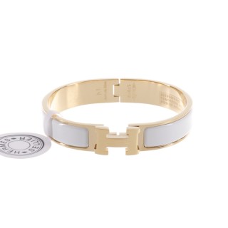 Hermès Enamel Bangle Bracelet White Gold view 1