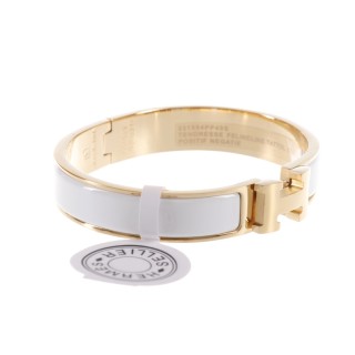 Hermès Enamel Bangle Bracelet White Gold view 2
