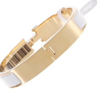 Hermès Enamel Bangle Bracelet White Gold view 3