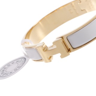 Hermès Enamel Bangle Bracelet White Gold view 4