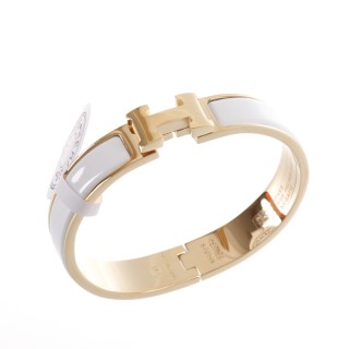 Hermès Enamel Bangle Bracelet White Gold view 5
