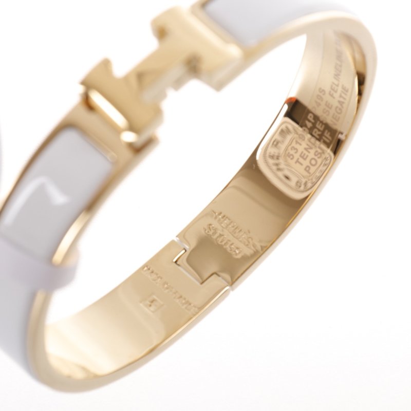 Hermès Enamel Bangle Bracelet White Gold view