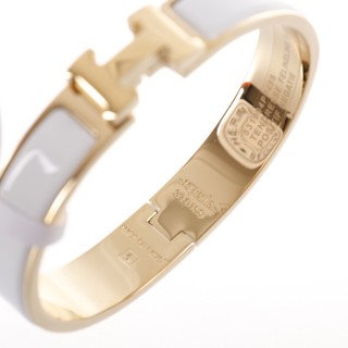Hermès Enamel Bangle Bracelet White Gold view 6