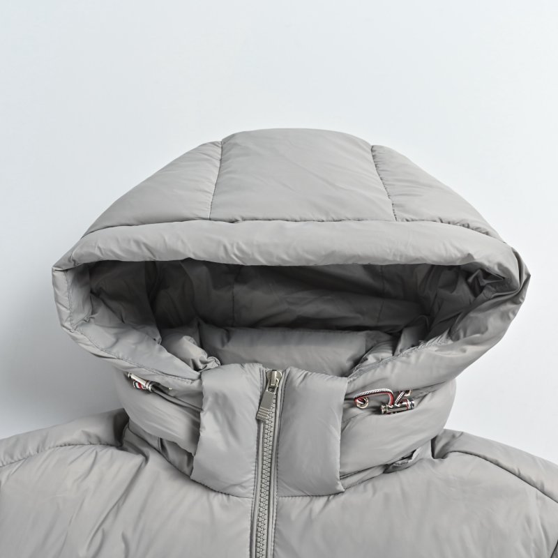 Grey Puffer Down Jacket with Stripe Sleeve Detail view