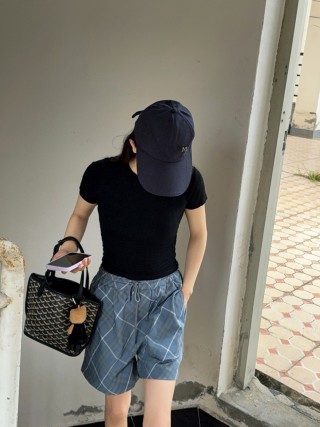 Blue Plaid Casual Shorts