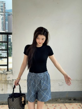Blue Plaid Casual Shorts view 2