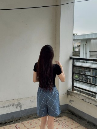Blue Plaid Casual Shorts view 3