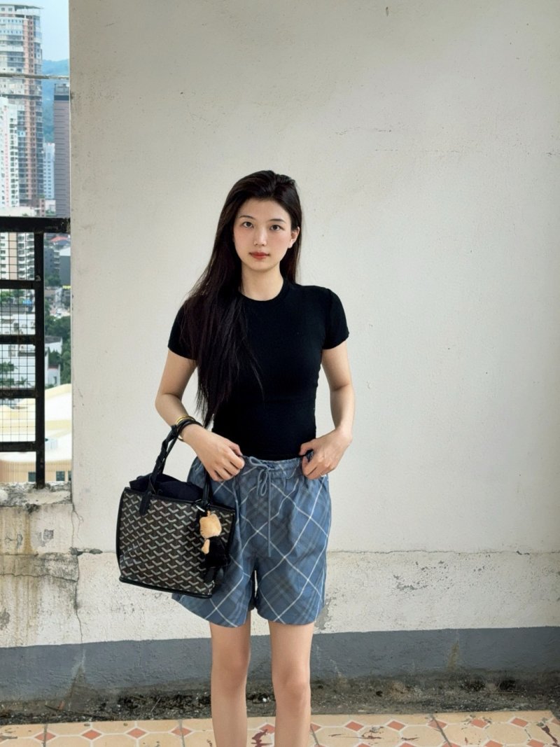 Blue Plaid Casual Shorts view