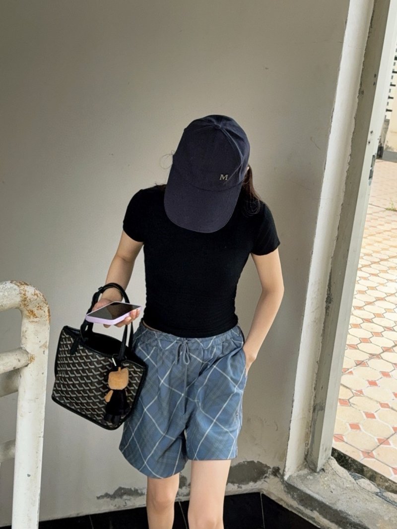 Blue Plaid Casual Shorts view