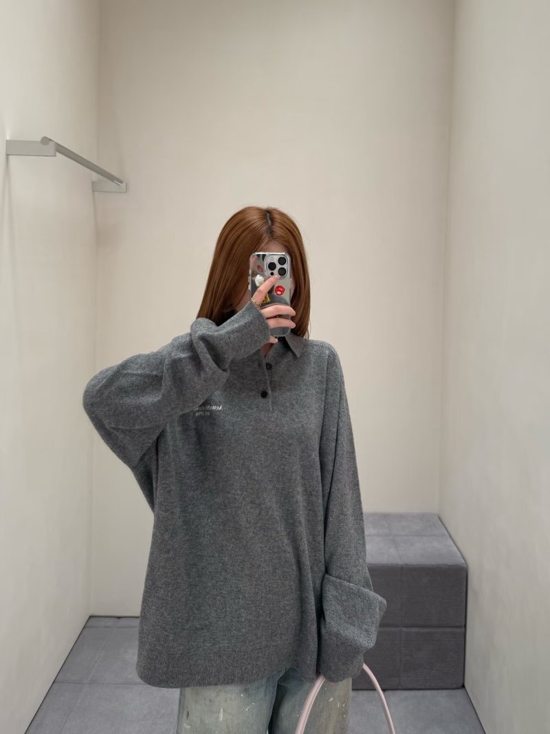 Grey Wool Blend Oversized Cardigan Sweater view