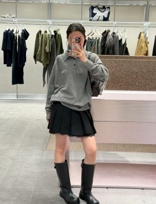 Grey Wool Blend Oversized Cardigan Sweater view 5